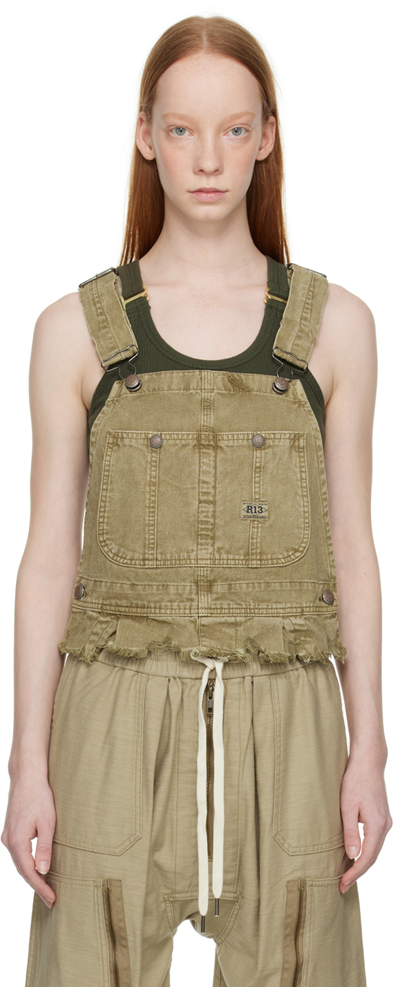 Khaki Damon Denim Tank Top by R13 on Sale