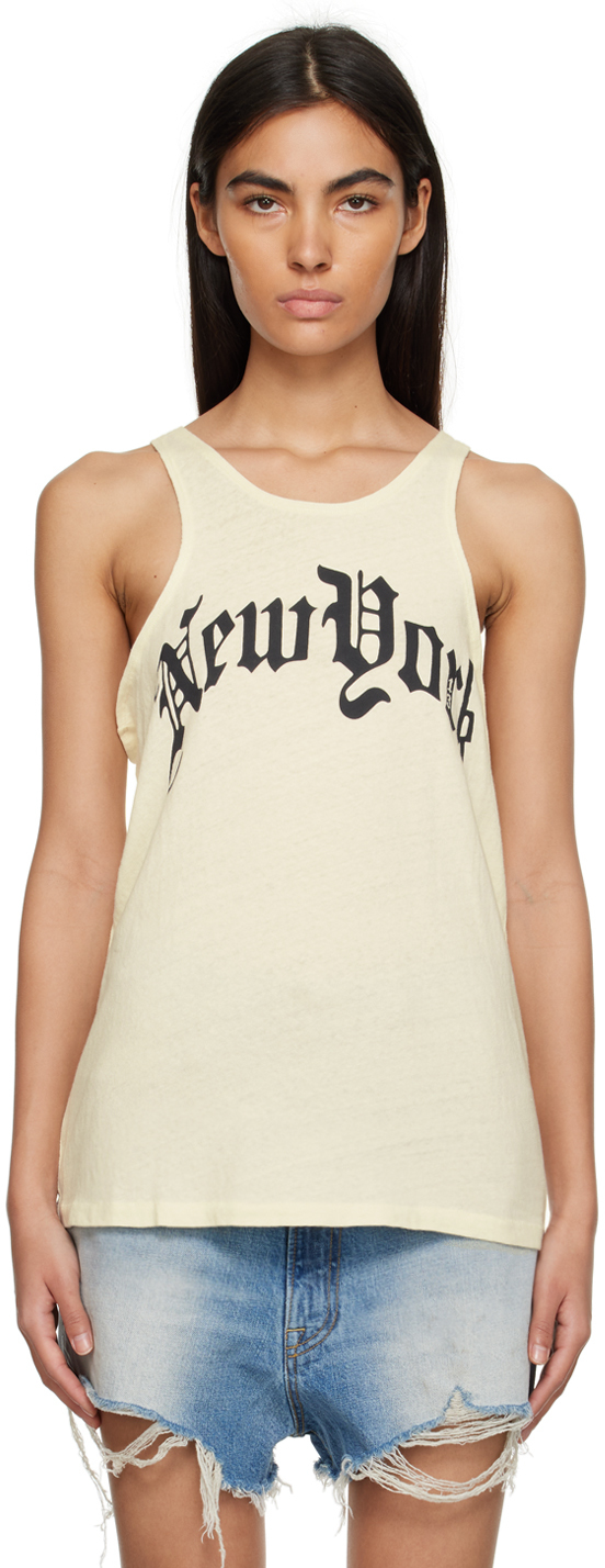 R13 New York Relaxed Tank Top In Ecru