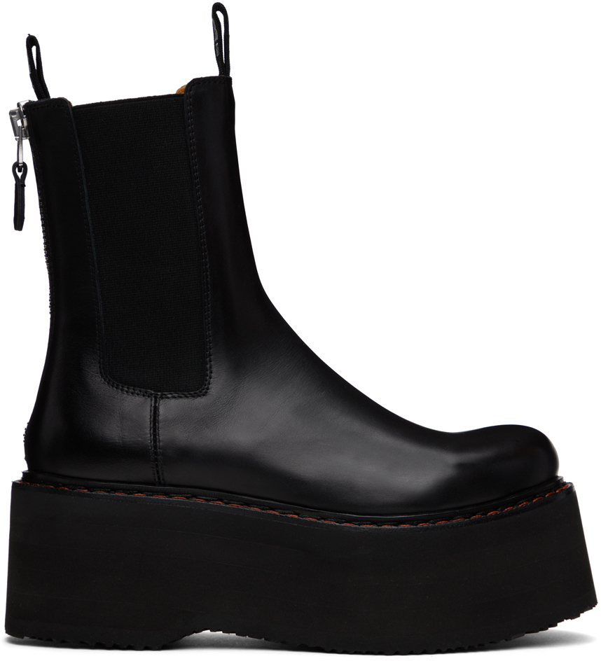 R13 Black Double Stack Chelsea Boots