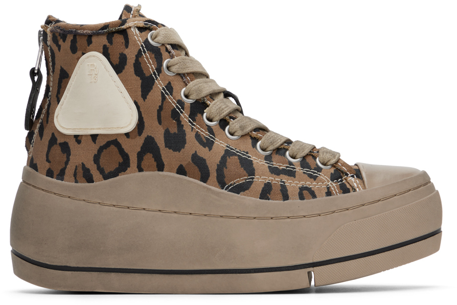 R13 Tan & Brown Kurt Sneakers In Herringbone Leopard