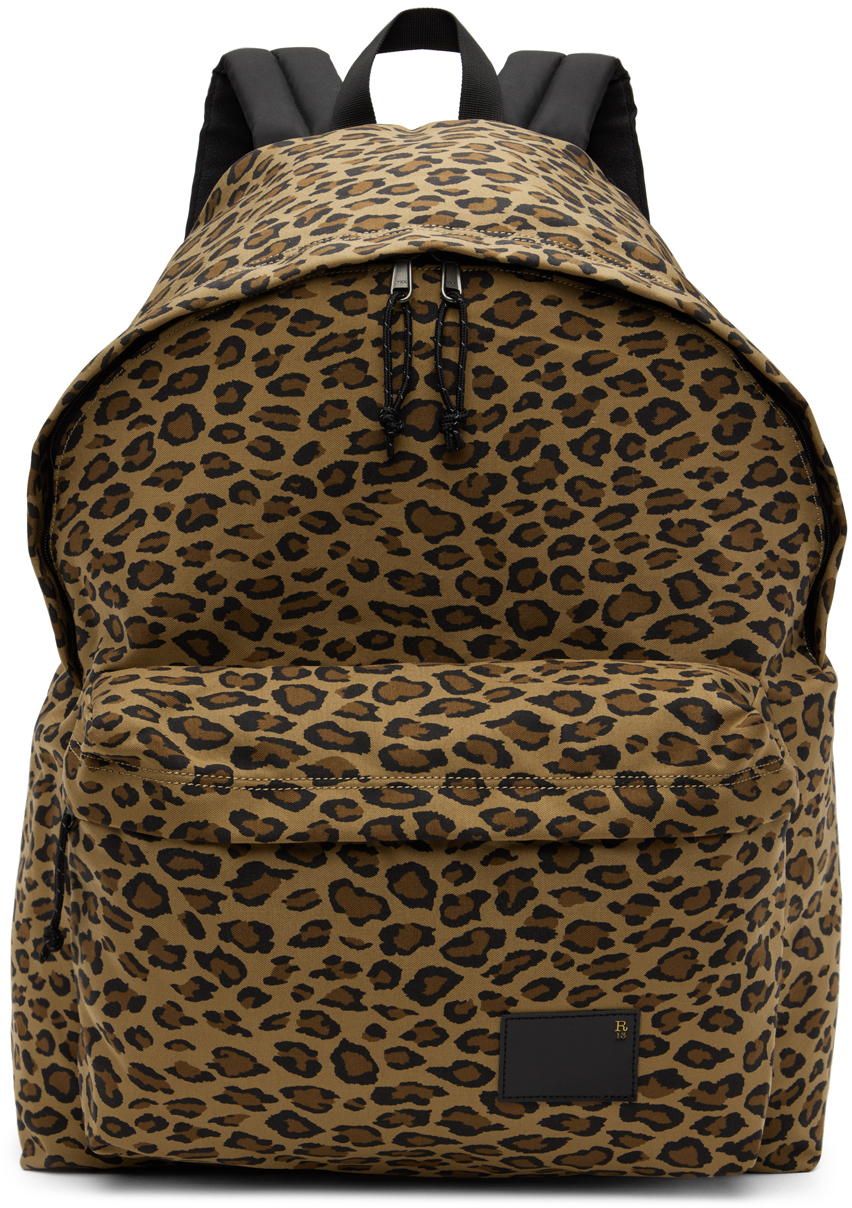 R13 Brown Oversized Backpack In Leopard