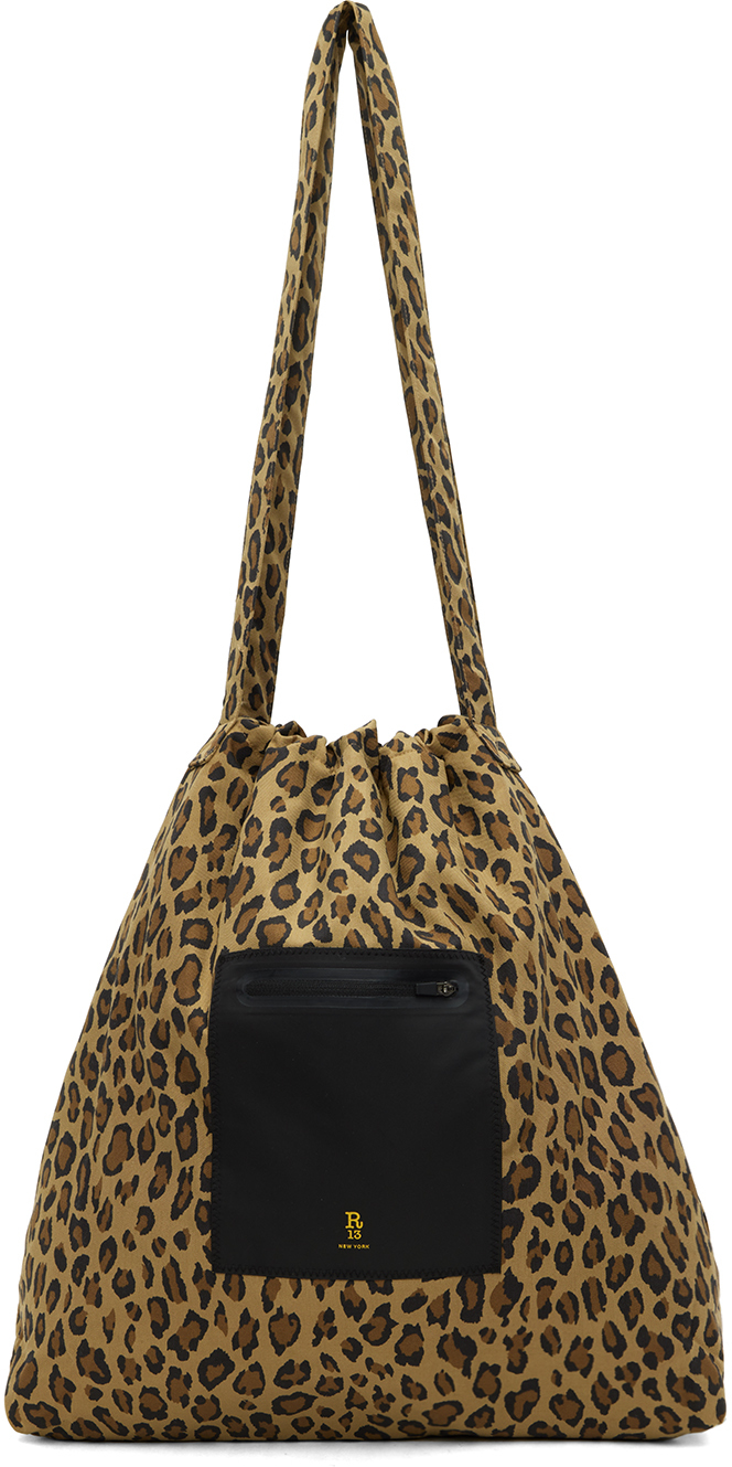 R13 Brown Oversized Tote In Leopard