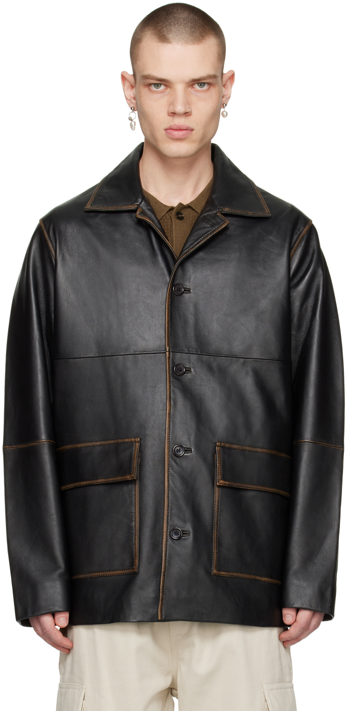 Samsã¸e Samsã¸e Black James Leather Jacket In 191106tcx Mole'
