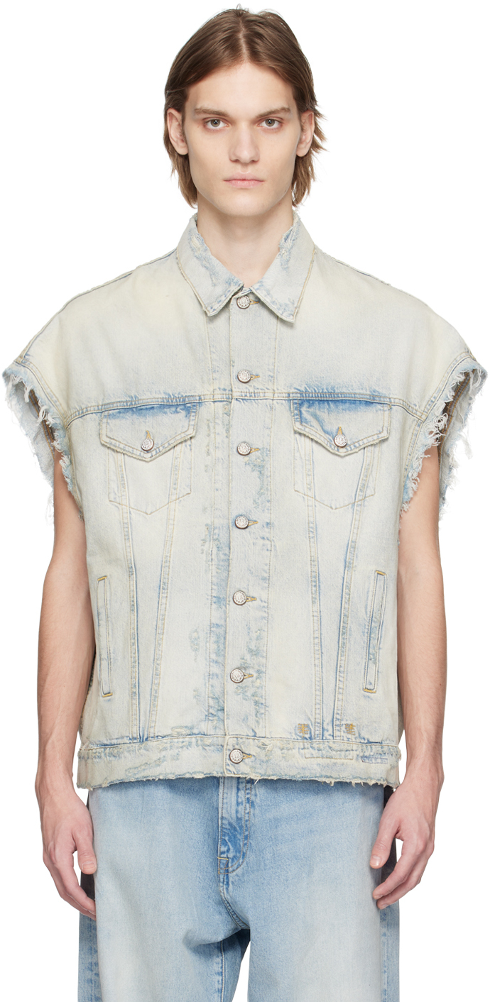 R13 Blue Oversized Denim Vest In Dennis Blue ModeSens