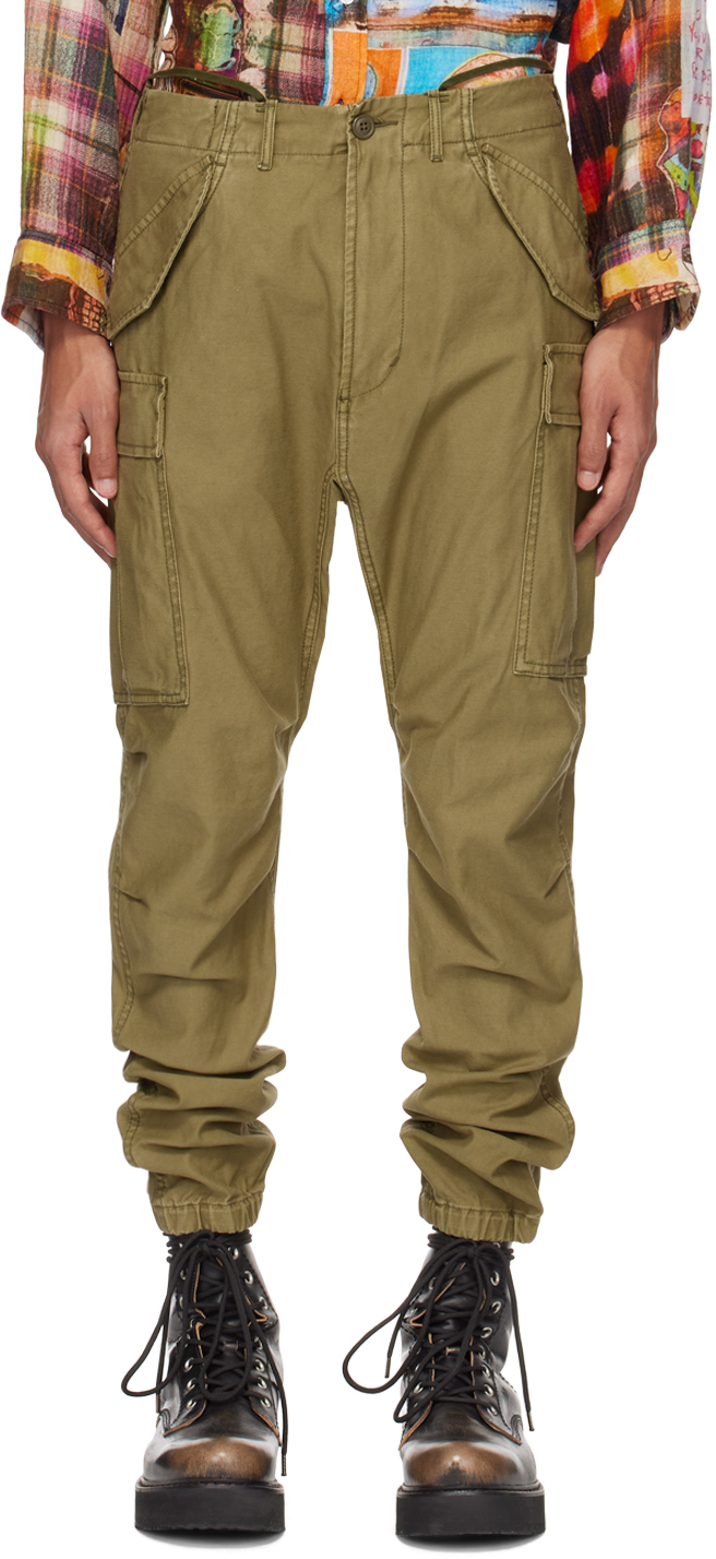 Shop R13 Khaki Tapered Cargo Pants In Olive