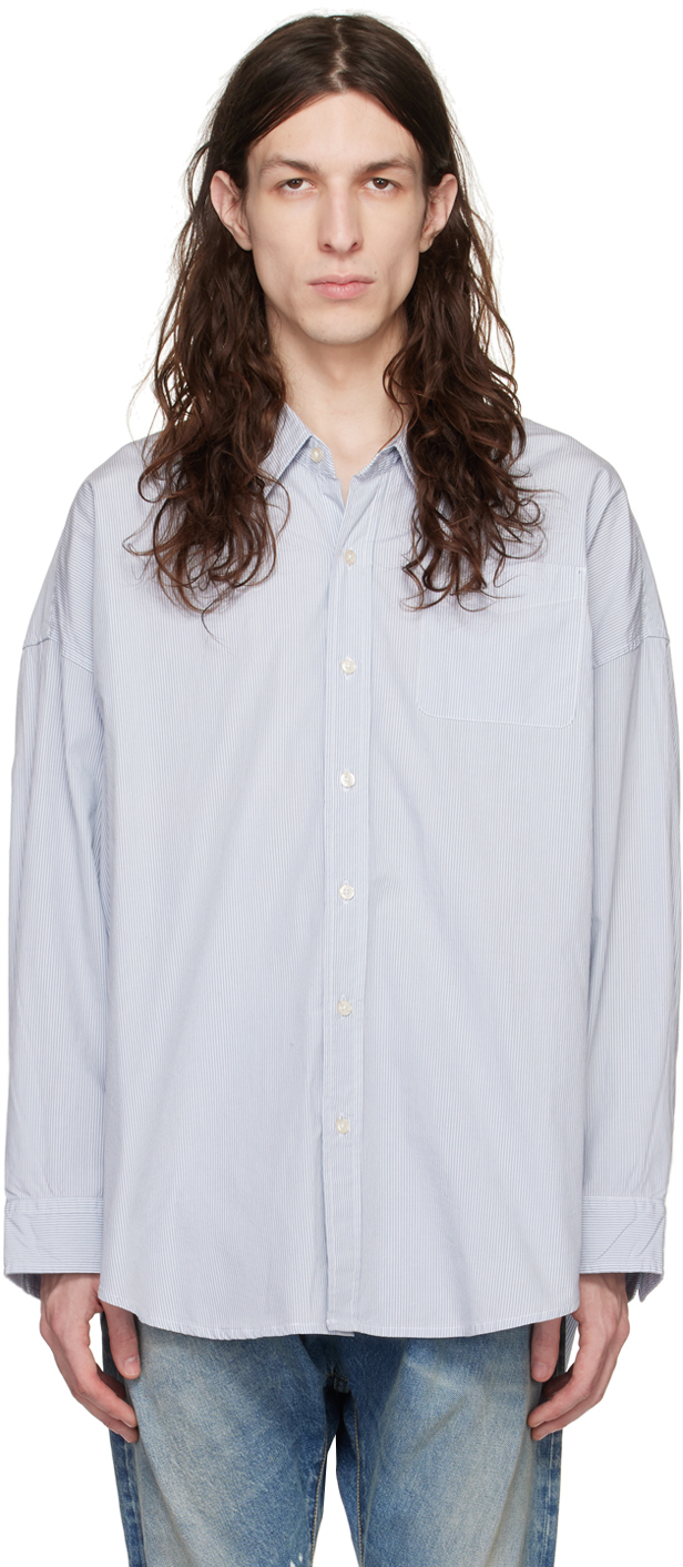 R13: Blue & White Pinstripe Shirt | SSENSE