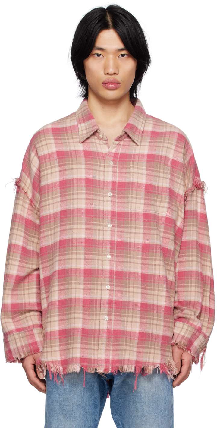 R13: Pink Shredded Seam Shirt | SSENSE Canada