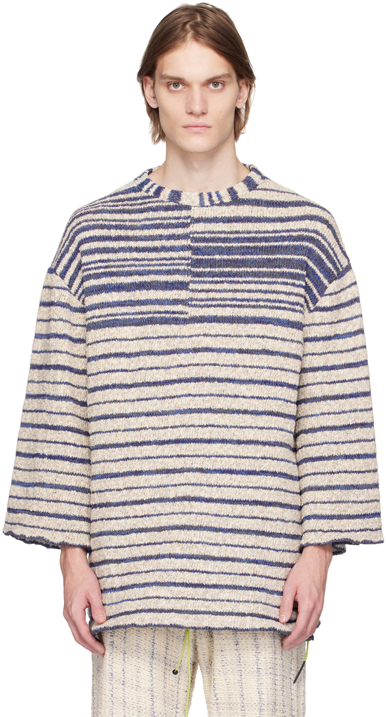 Vitelli Ssense Exclusive Off-white & Blue Sweater In Grain White And Azul