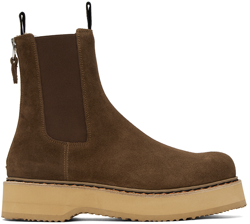 Brown Single Stack Chelsea Boots by R13 on Sale