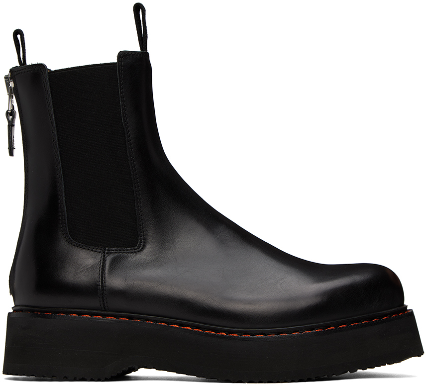 Black Single Stack Chelsea Boots by R13 on Sale