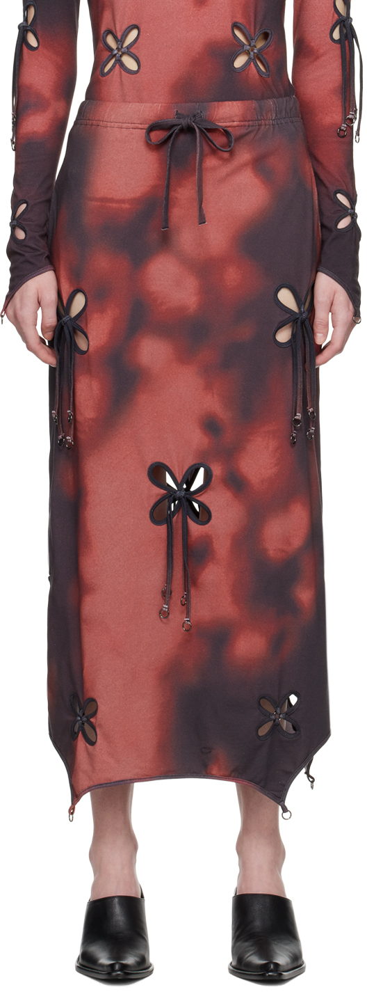 J.kim Black & Burgundy Jester Midi Skirt In Black/burgundy