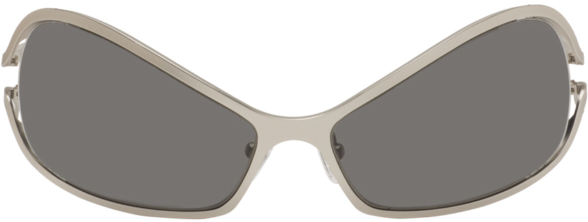 A Better Feeling Numa Steel Mask Sunglasses In Silver,black