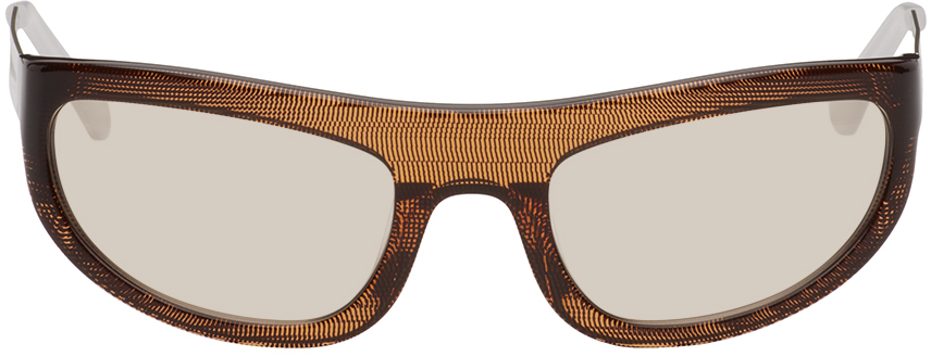 A Better Feeling Brown & Silver Corten Sunglasses In Wood + Steel