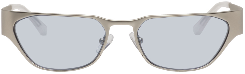 A Better Feeling Silver Echino Sunglasses In Cloud Blue