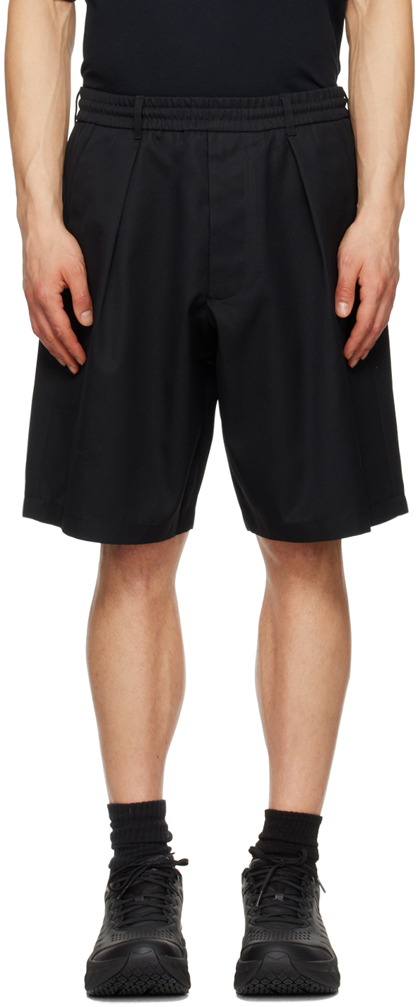 Black Pleated Track Shorts