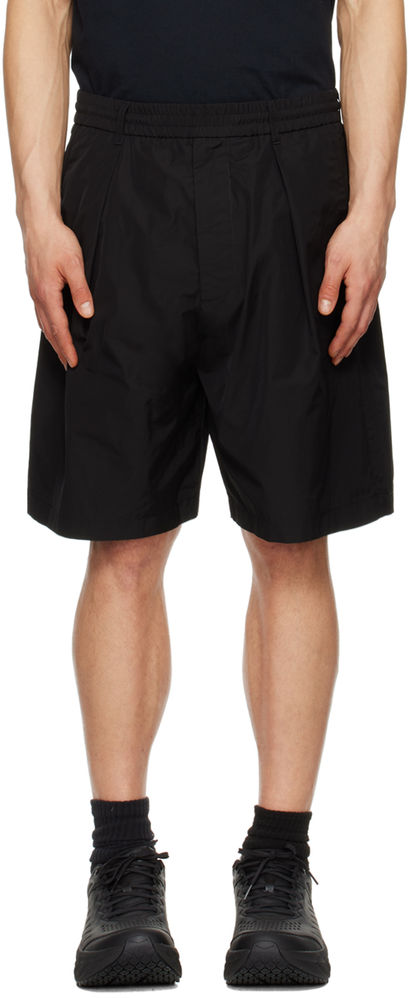 Black Pleated Cargo Shorts