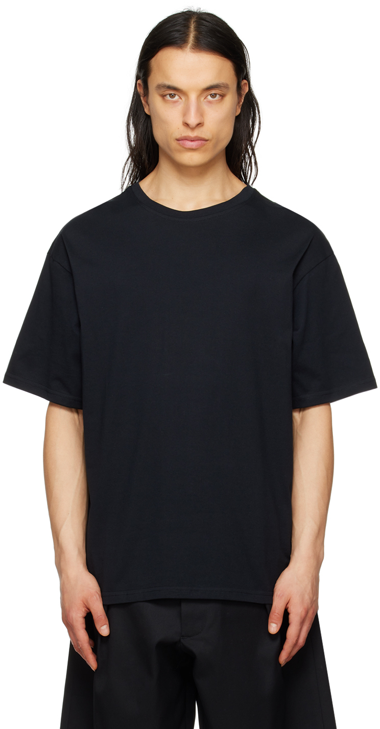 Lownn Logo Embroidery Cotton Jersey T-shirt In Black