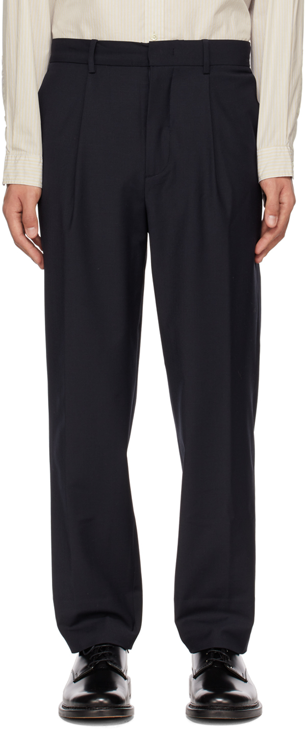 Navy One Pleated Trousers