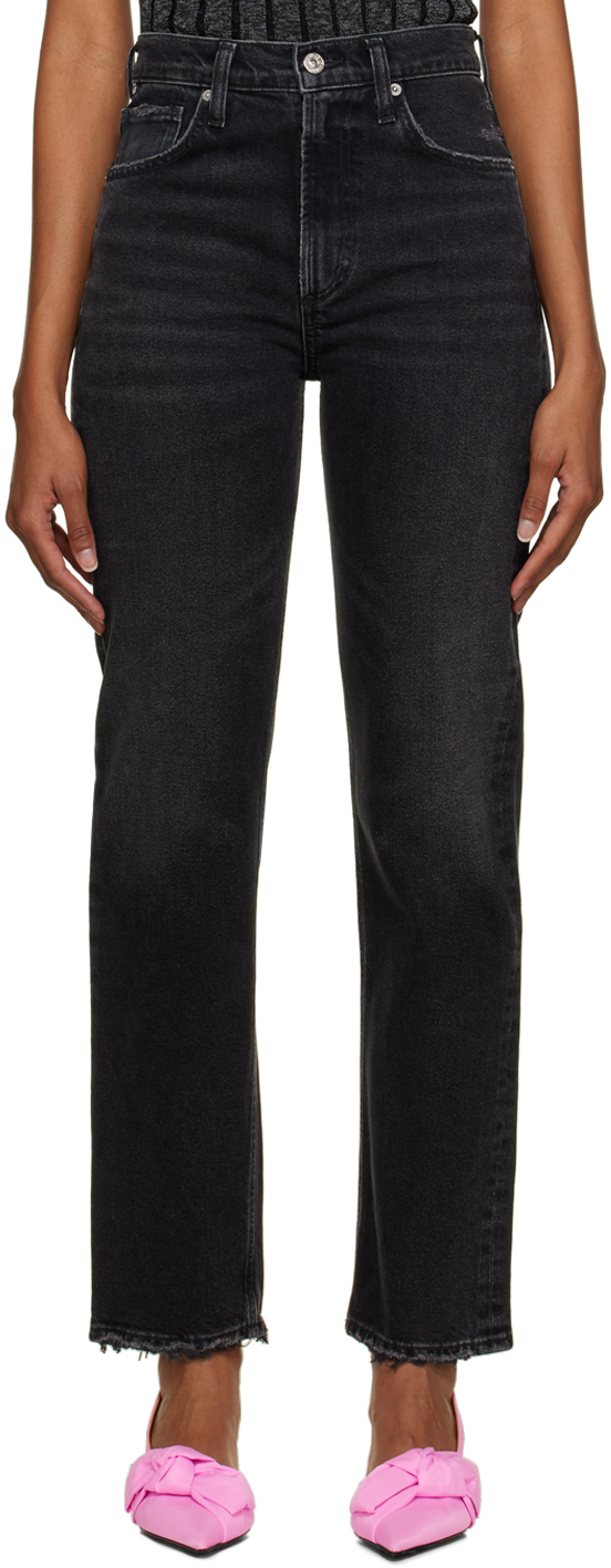 Citizens of Humanity Black Daphne High Rise Stovepipe Jeans