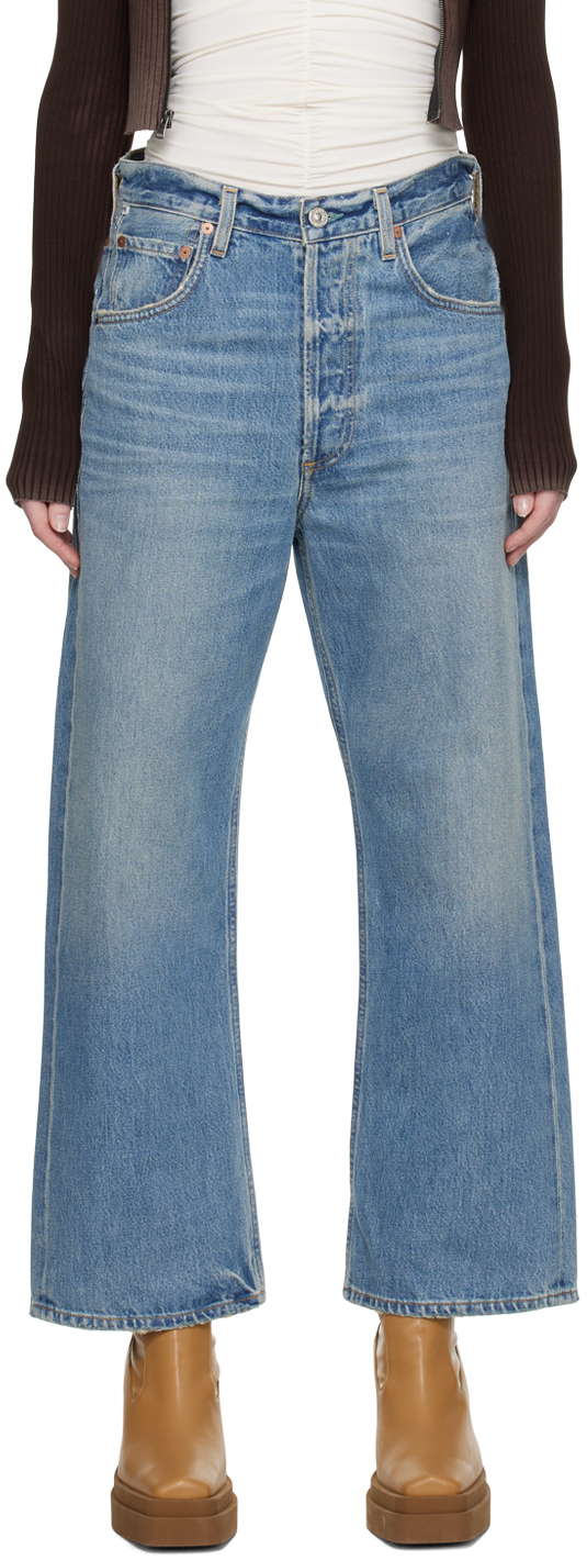 CITIZENS OF HUMANITY BLUE WIDE LEG JEANS