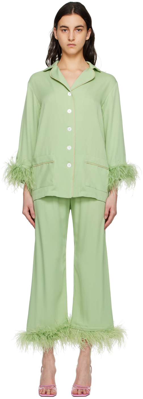 Shop Sleeper Green Party Pyjamas Set In Mint