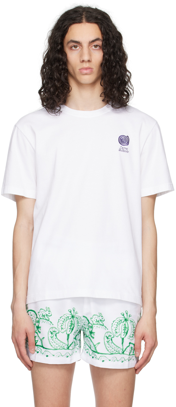 Carne Bollente White Embroidered T-Shirt