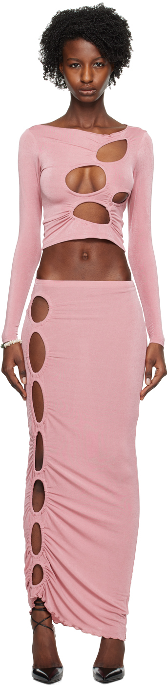 SSENSE Exclusive Pink Long Sleeve T-Shirt & Midi Skirt Set