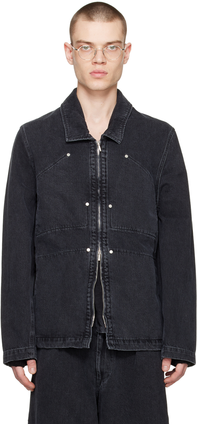 Omar Afridi Black Coverall Blouson Denim Jacket | Smart Closet