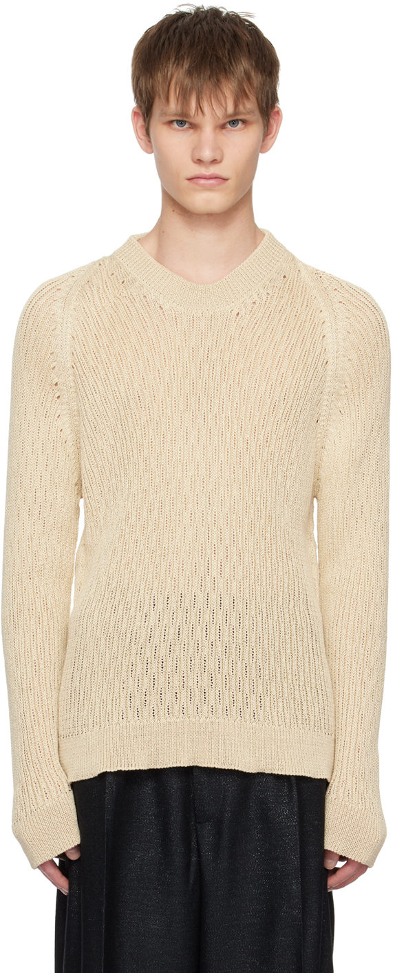 Omar Afridi Beige Raglan Sweater In Cream