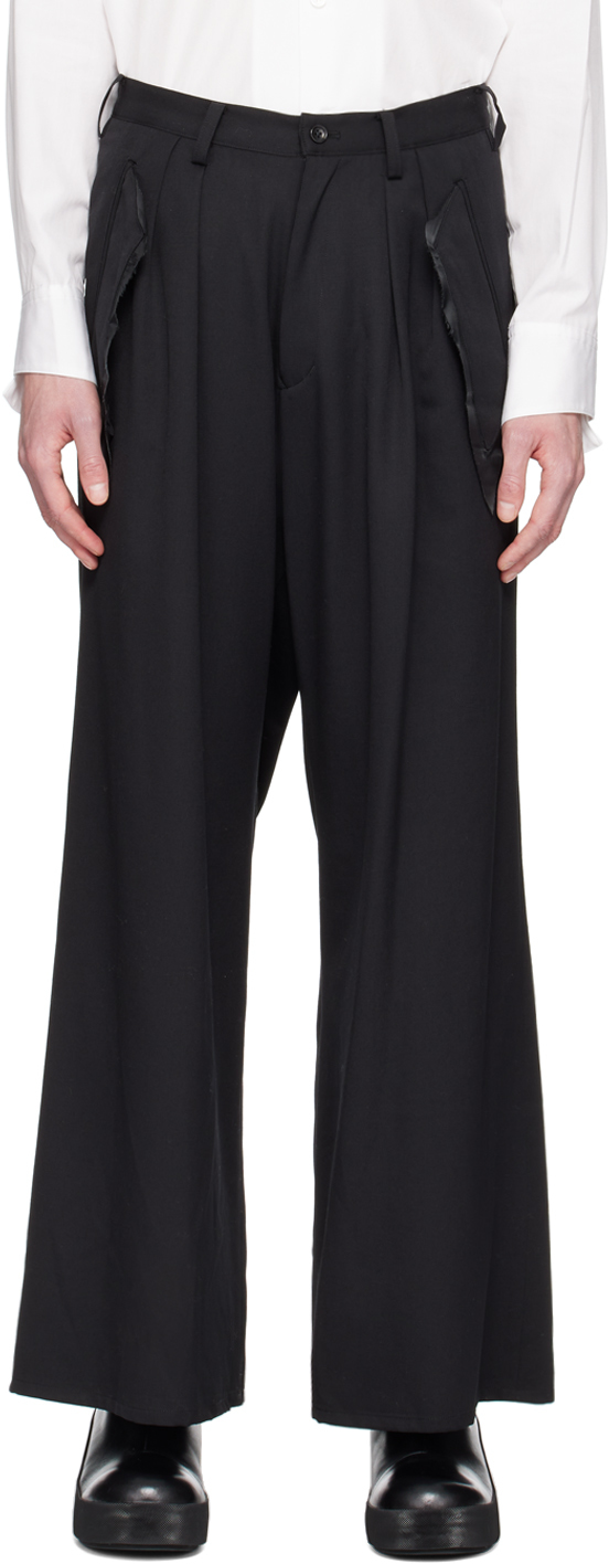 Sulvam: Black Frayed Trousers | SSENSE UK