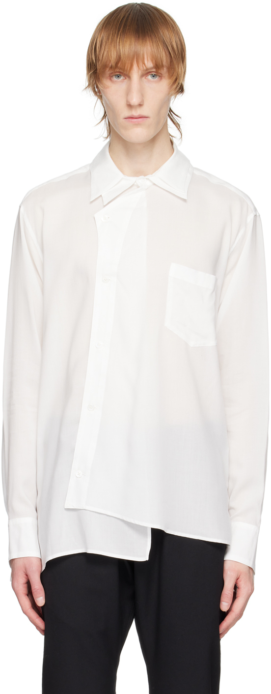 Sulvam: White Asymmetric Shirt | SSENSE
