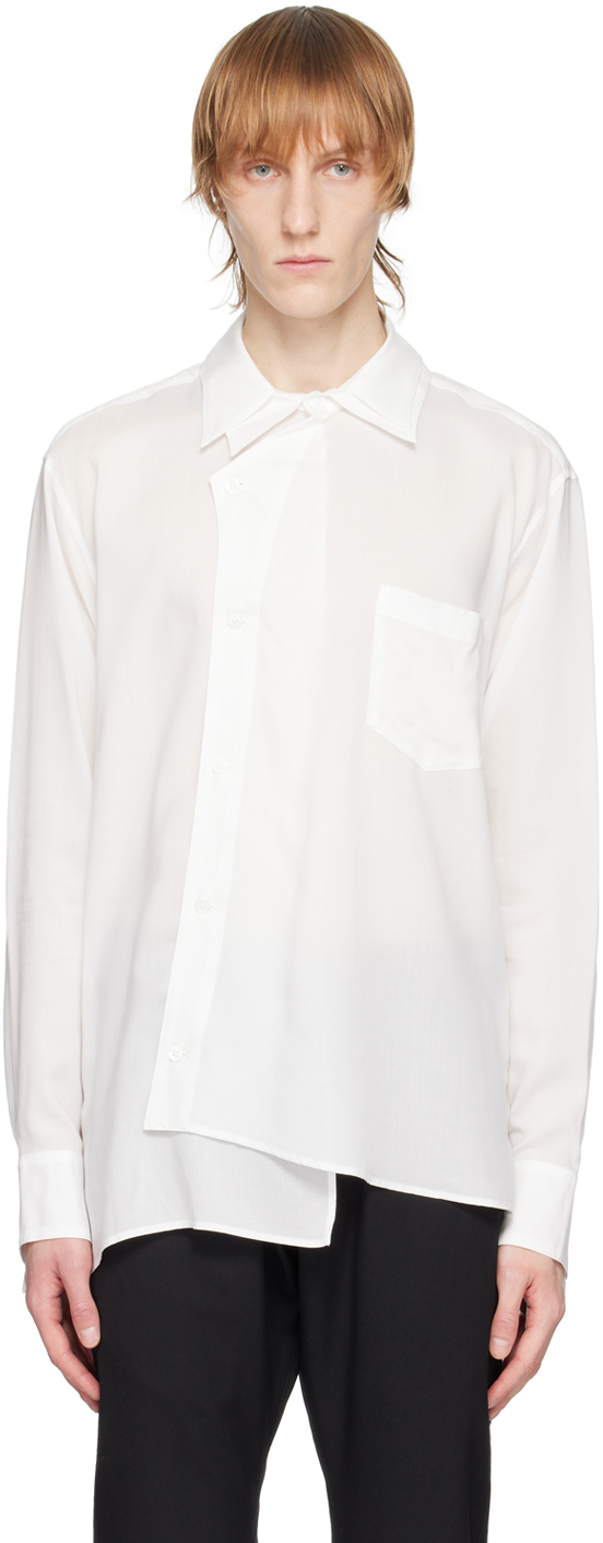 Sulvam: White Asymmetric Shirt | SSENSE Canada