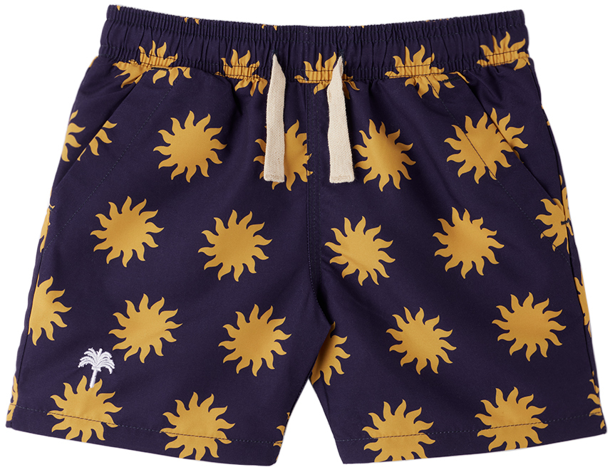 Oas Kids Purple Sunday Sun Swim Shorts In Navy