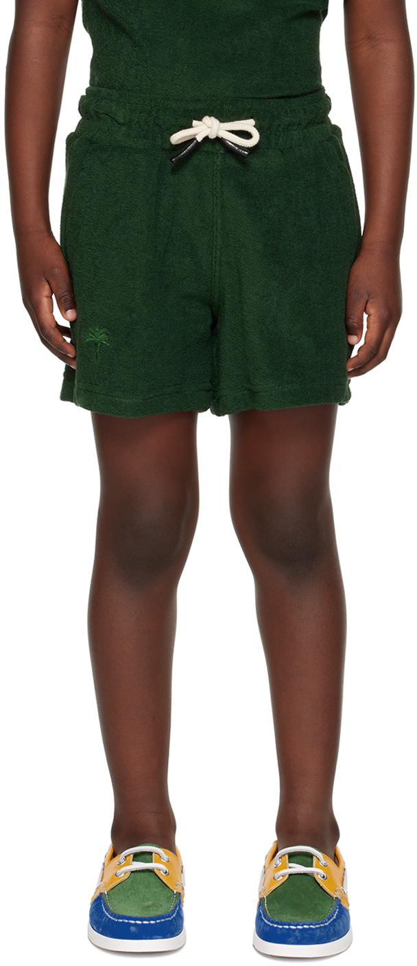 Oas Kids Green Embroidered Shorts