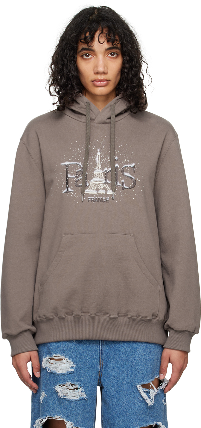 Doublet Taupe 'snow In Paris' Hoodie In Grey