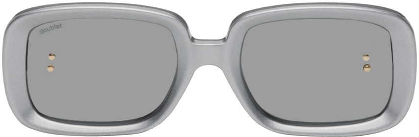 Doublet Silver Rectangular Sunglasses In Tsilver