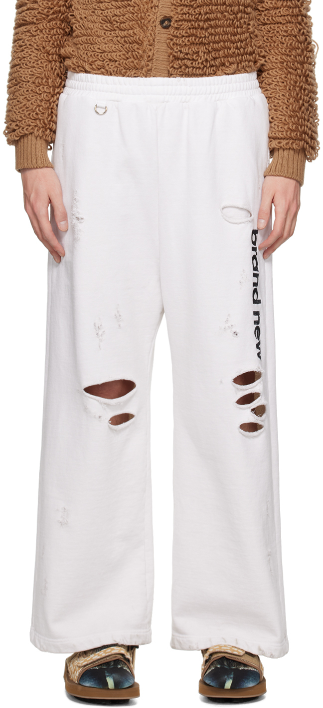 Doublet White Destroyed Sweatpants | ModeSens