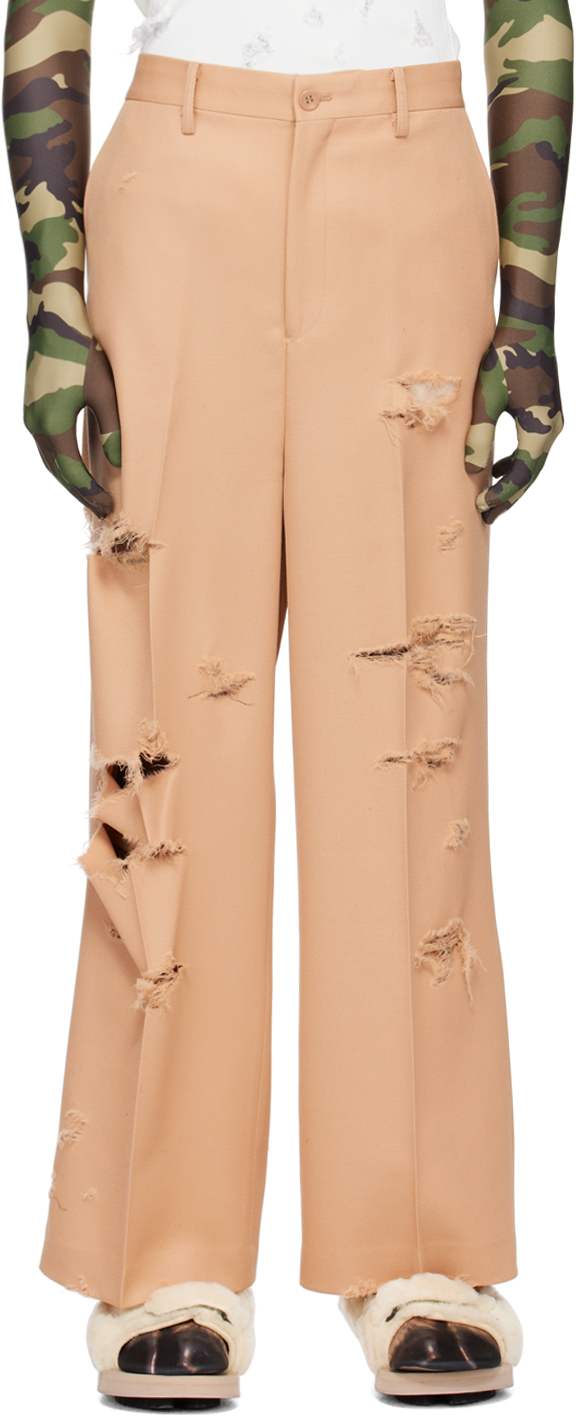 Doublet Beige Destroyed Trousers