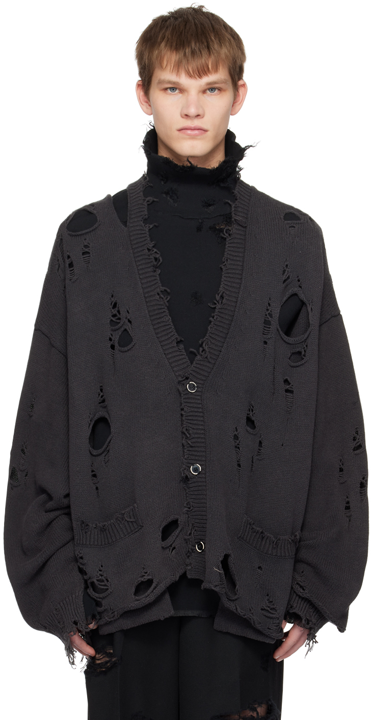 Doublet Black Destroyed Cardigan | ModeSens