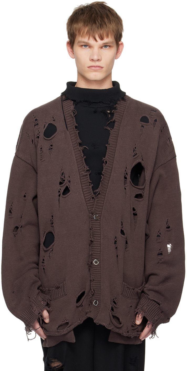 Doublet Brown Destroyed Cardigan | ModeSens