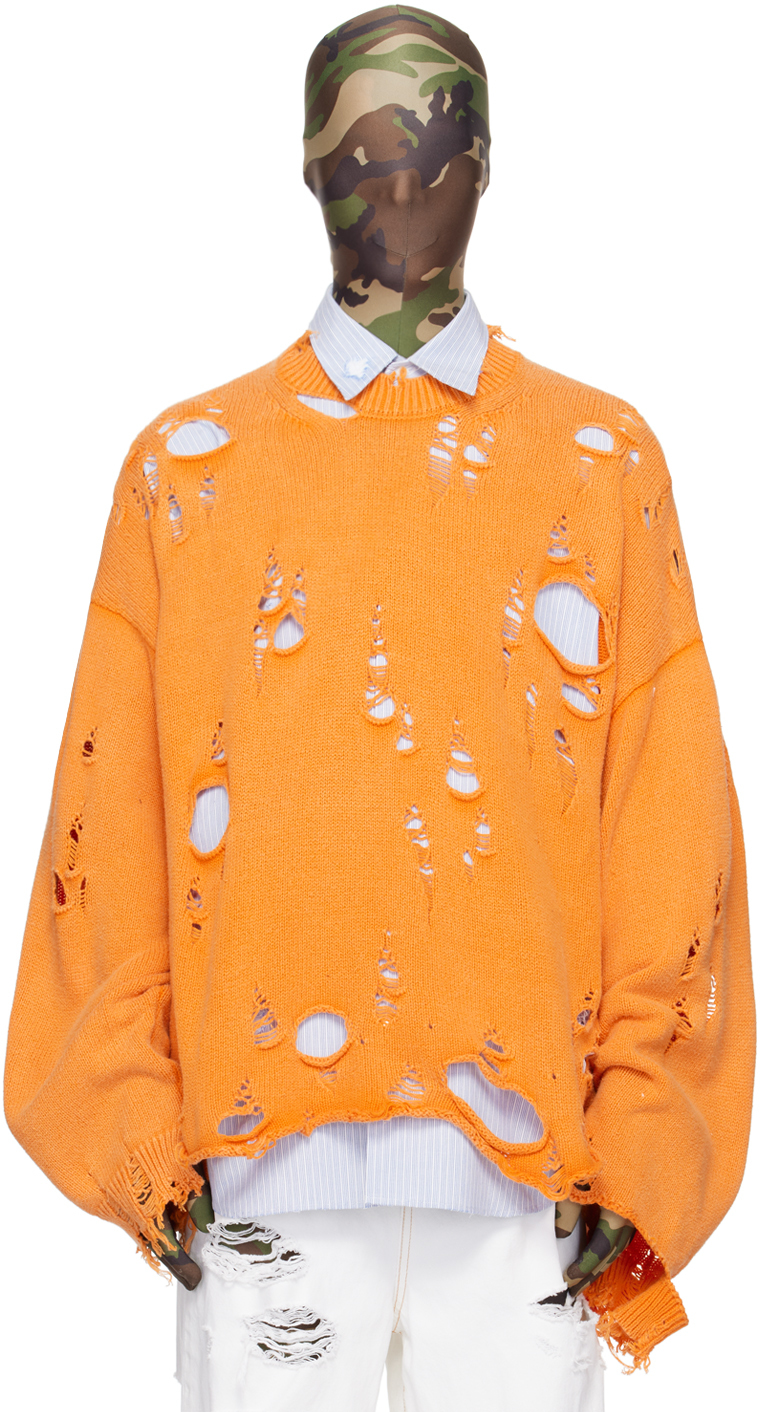 Doublet Orange Destroyed Jumper | ModeSens GB