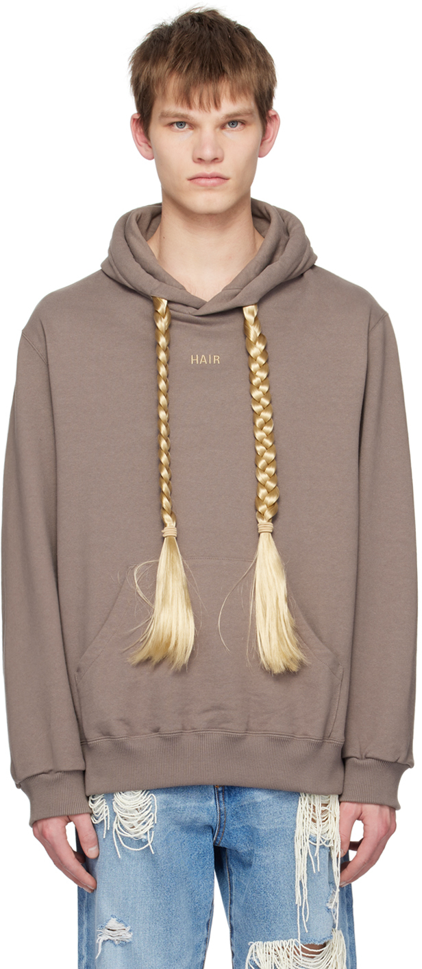 Doublet Oversized Fake Braided Hair Drawstring Cotton Hoodie In