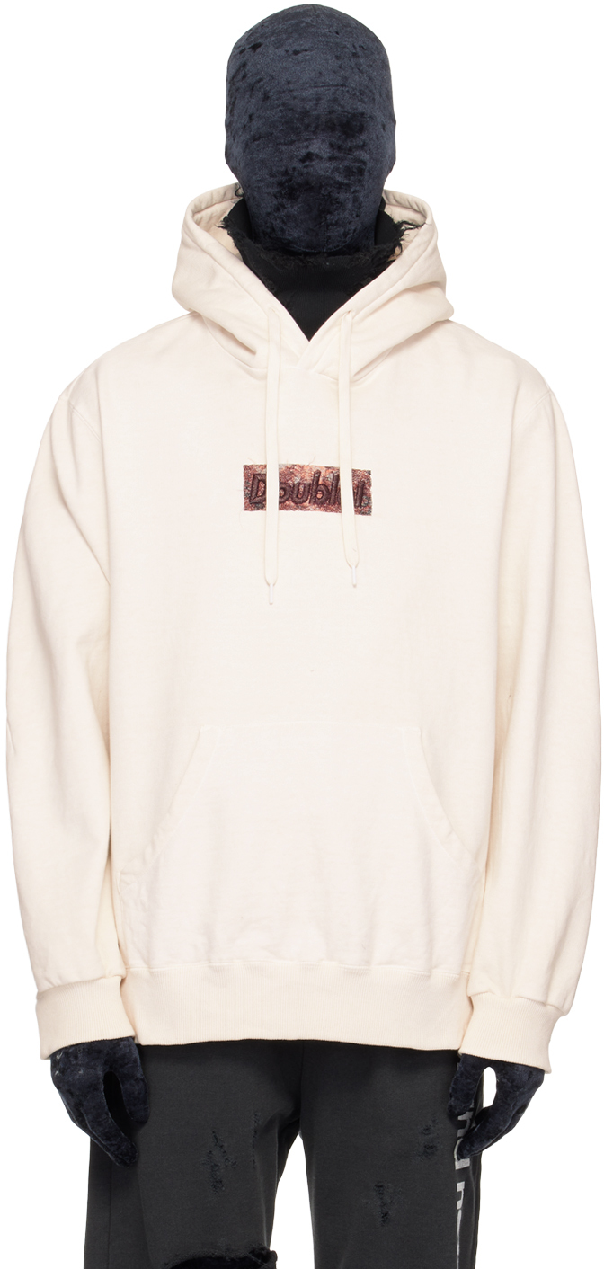 Shop Doublet Off-white Rust Embroidery Hoodie In Ivory