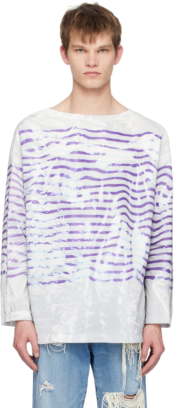 doublet: Gray & Purple Mirage Basque Long Sleeve T-Shirt | SSENSE