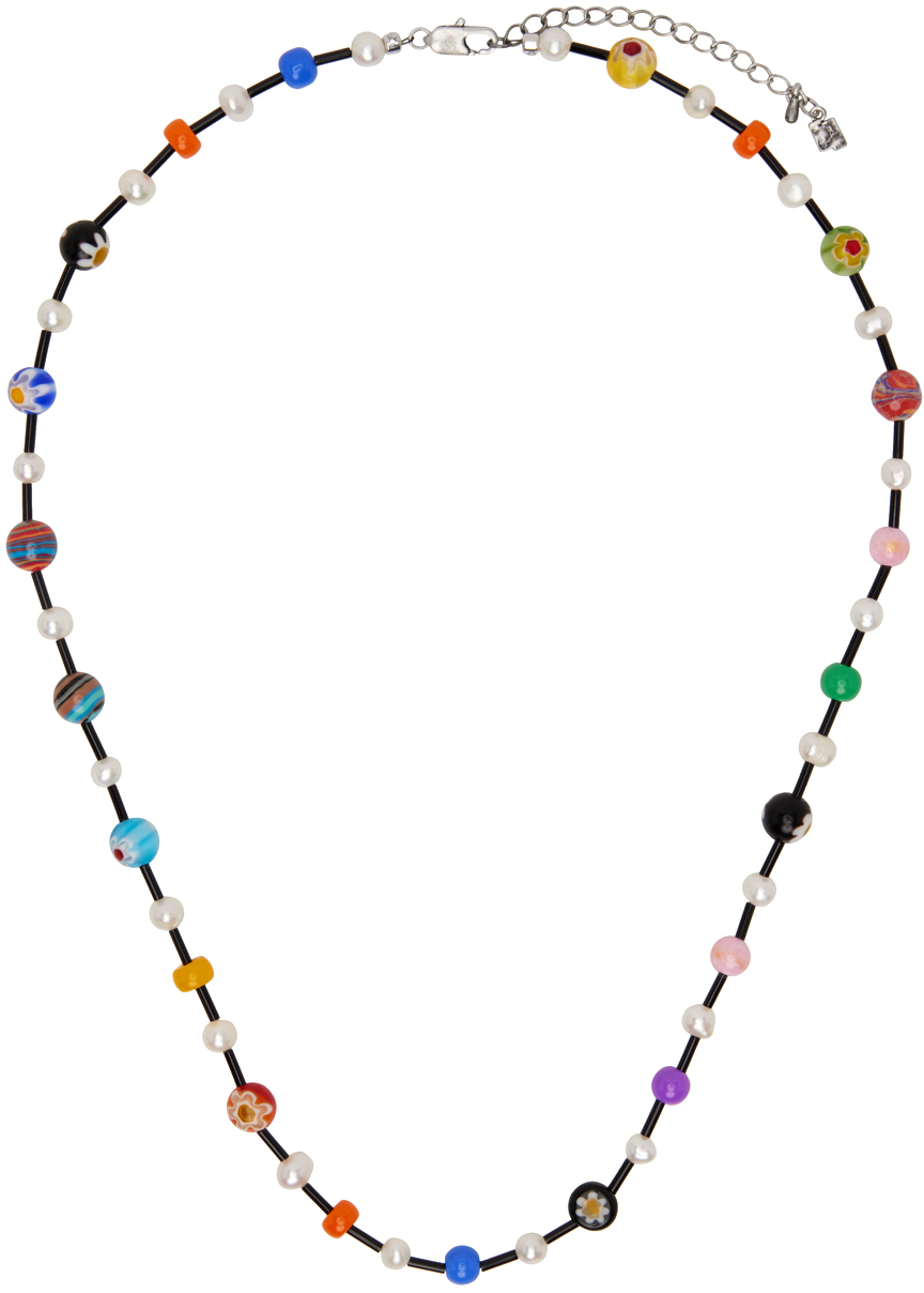 Ader Error Black Beaded Necklace In Multi