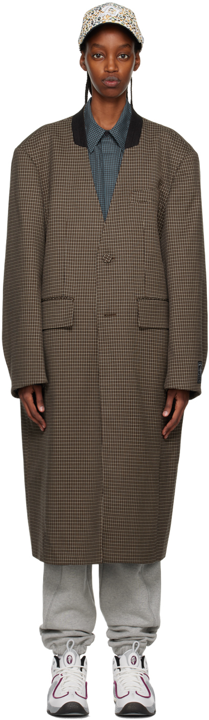 Ader Error Brown Nufe Coat In Check | ModeSens