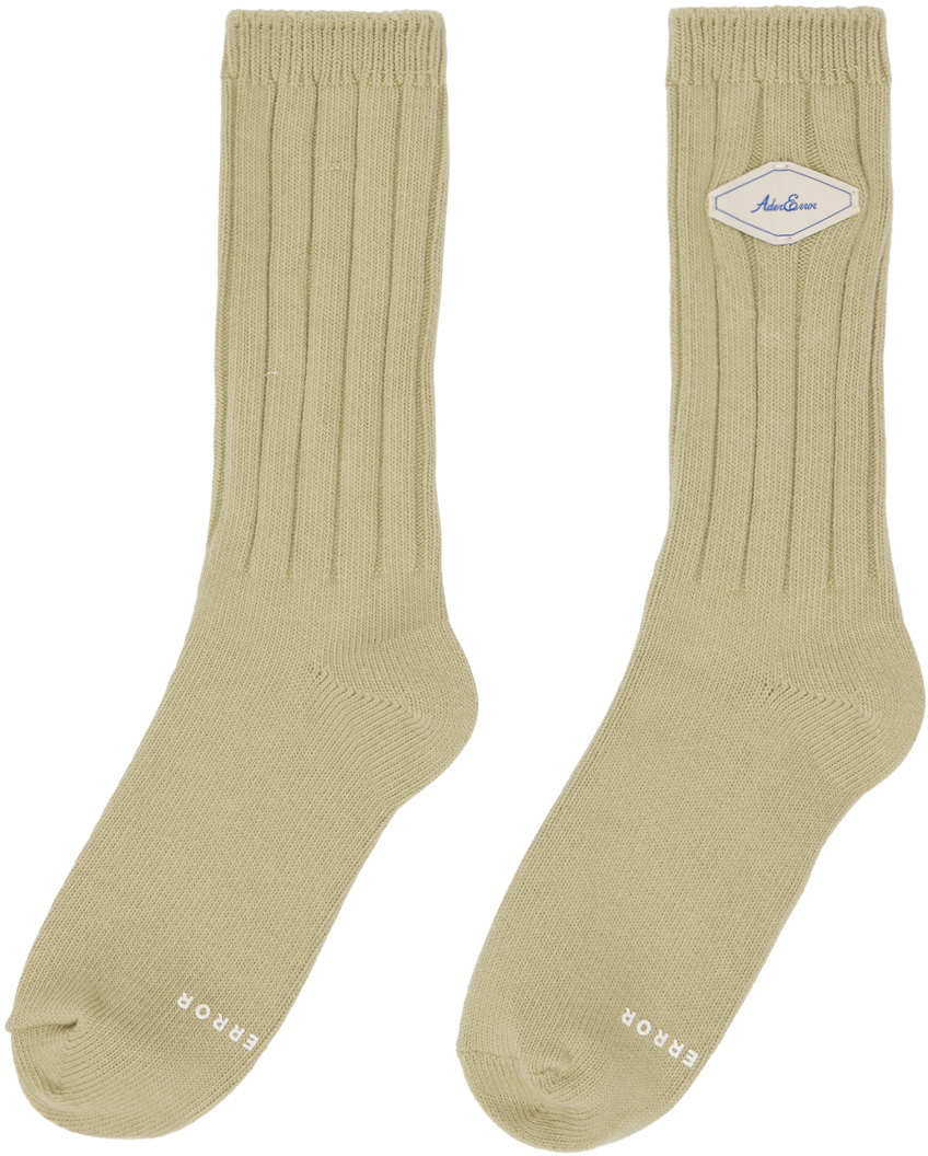 Ader Error Khaki Fluic Label Socks