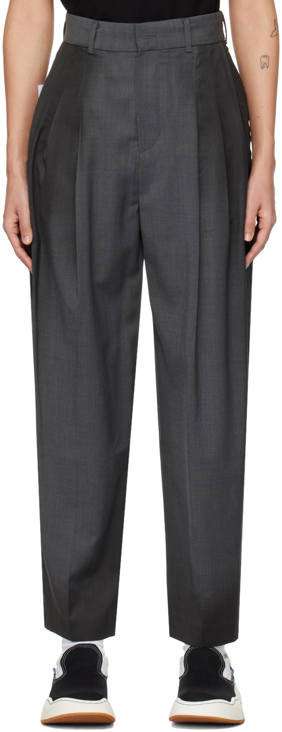Ader Error Gray Pleated Trousers In Charcoal