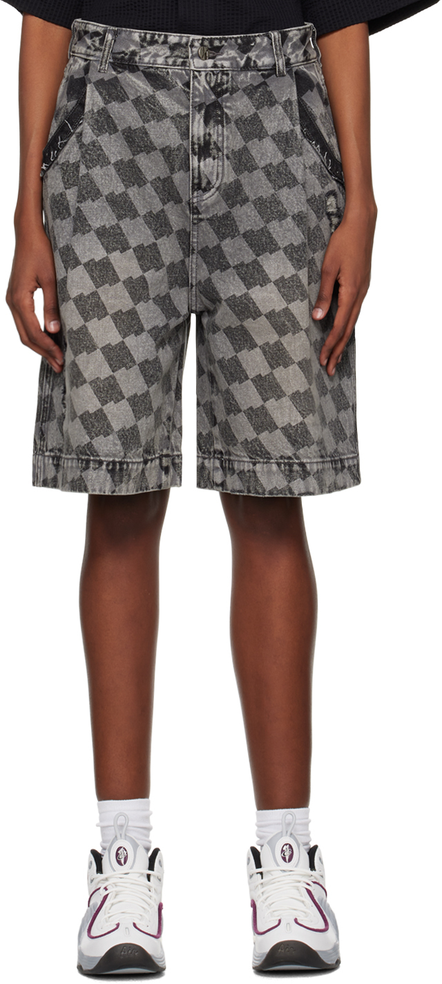 Ader Error Gray Tenit Shorts In Grey