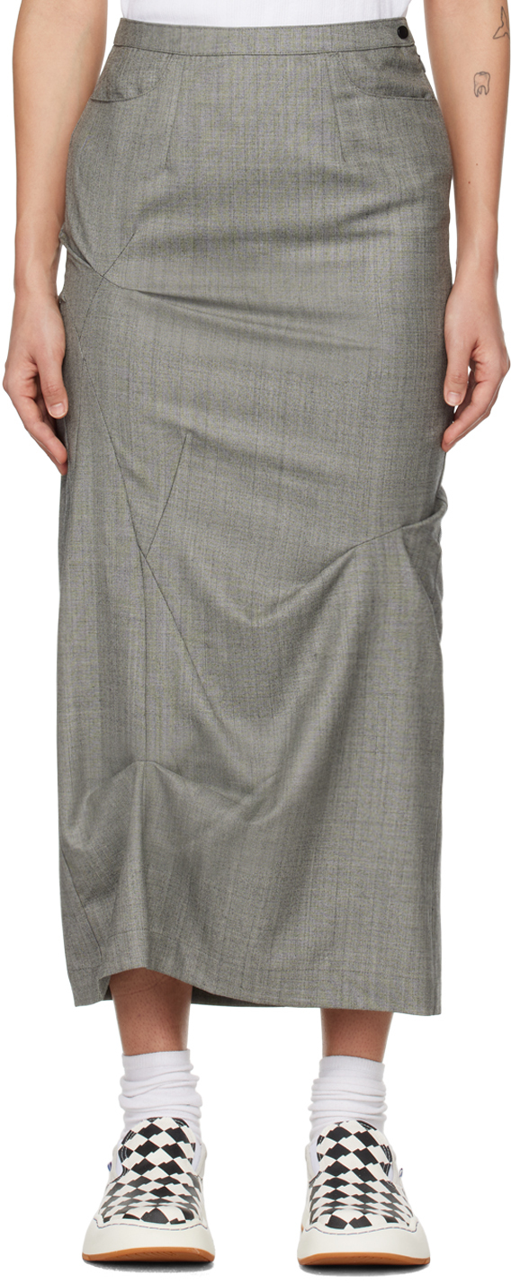 Ader Error Gray Vesinet Midi Skirt In Grey